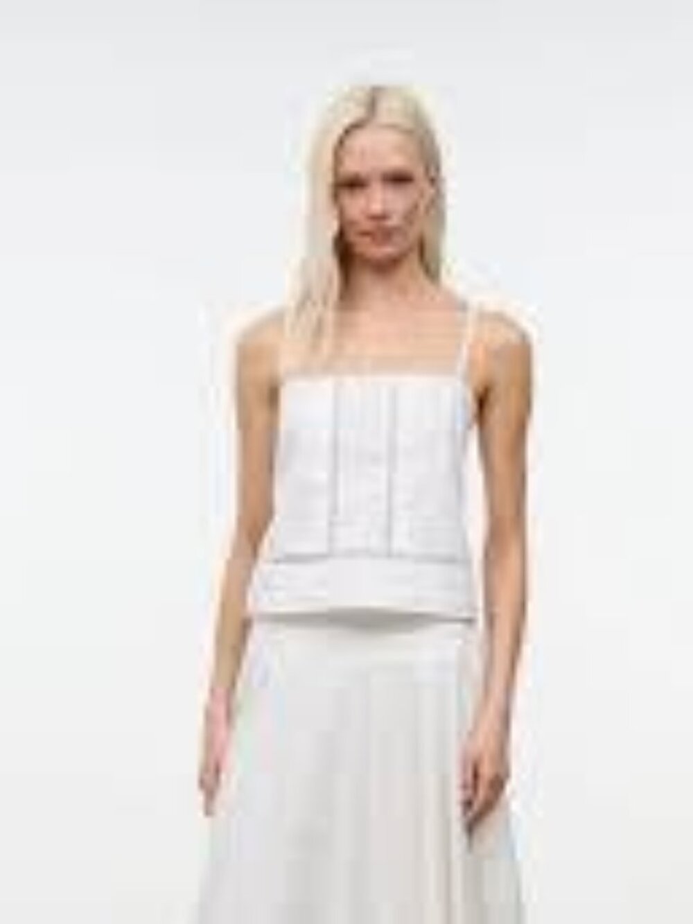 STAUD Corinna Lace Detail Top SZ M NEW Ivory Classic Minimalist